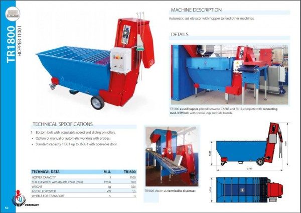 Urbinati TR1800 Portable Soil Hopper