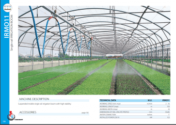 Urbinati IRMO11 Single Rail Irrigation Boom